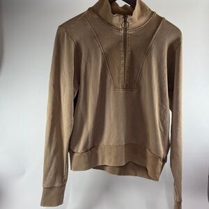 Blank NYC Tan Quarter-Zip Sweater